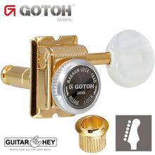 Load image into Gallery viewer, NEW Gotoh SD91-05M MGT Locking Tuners Set 6 in line STAGGERED Pearl Buttons GOLD