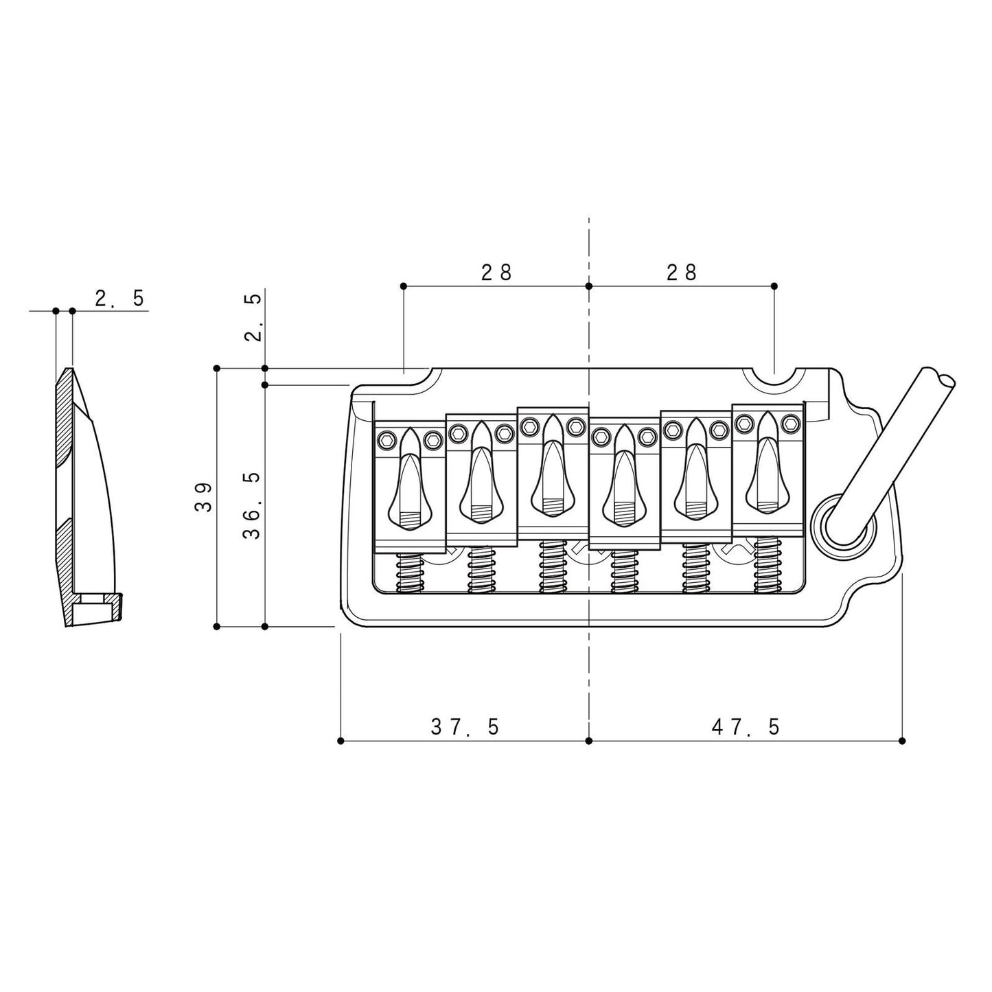 NEW Gotoh EV510TS-BS Non-locking 2 Point Tremolo Bridge Steel Block- GOLD