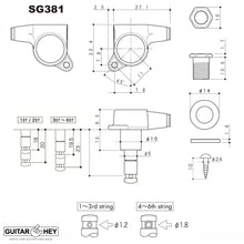 Load image into Gallery viewer, NEW Gotoh SG381-P8 HAPM Set 6 in line Locking Tuners Adjustable Height COSMO BK