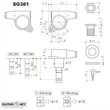 Carregar imagem no visualizador da galeria, NEW Gotoh SG381-M07 HAPM Set 6 in line Locking Tuners Adjustable Height COSMO BK