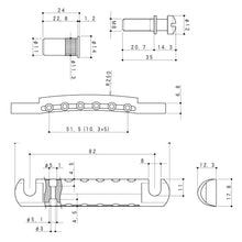 Load image into Gallery viewer, Gotoh GE101A-T Modern ALUMINUM Tailpiece Metric Studs for Import Guitars - BLACK