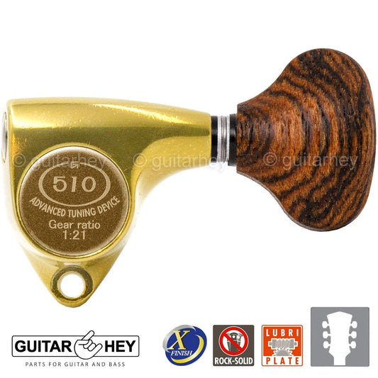 NEW Gotoh SGV510Z-RL5 Tuning Keys Set 1:21 Ratio 3x3 - ANTIQUE X-FINISH GOLD