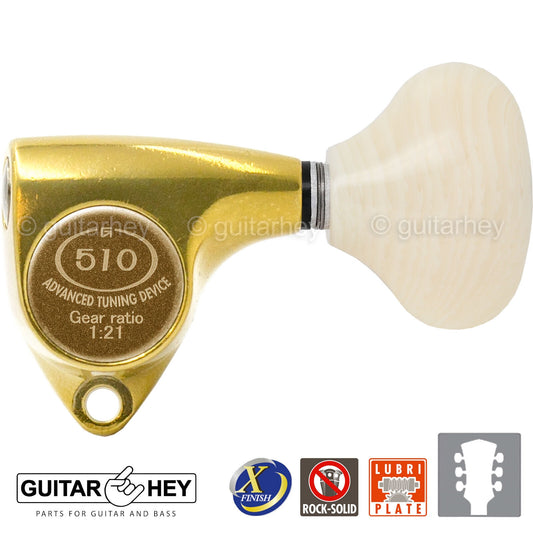 NEW Gotoh SGV510Z-VL5 Tuning Keys Set 1:21 Ratio 3x3 - ANTIQUE X-FINISH GOLD