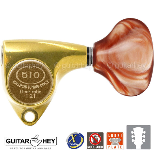 NEW Gotoh SGV510Z-CL5 Tuning Keys Set 1:21 Ratio 3x3 - ANTIQUE X-FINISH GOLD