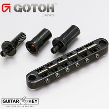 Load image into Gallery viewer, NEW Gotoh Ti103B-T Nashville Tune-o-matic Bridge M8 Stud Titanium Saddles, BLACK