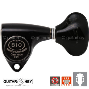 NEW Gotoh SGV510Z-FL5 Tuners L3+R3 Guitar Tuning Keys 1:21 Ratio, 3x3 - BLACK