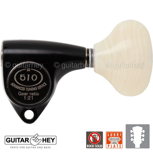 NEW Gotoh SGV510Z-VL5 Tuners L3+R3 Guitar Tuning Keys 1:21 Ratio, 3x3 - BLACK