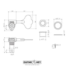 Load image into Gallery viewer, NEW Gotoh GBU510C-12 Bass 4-STRING Tuners 4-inline 11/16&quot; Clover Key - X-NICKEL