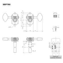 Carregar imagem no visualizador da galeria, NEW Gotoh SEP780-06M Open-Gear Slot Head Keys Butterbean Buttons 3X3 - GOLD