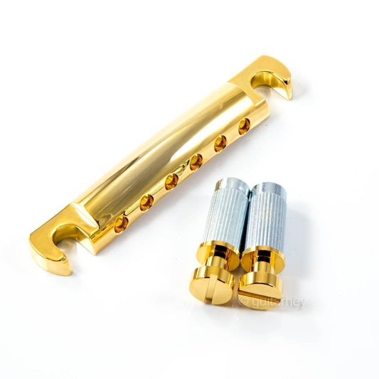 NEW GOTOH GE101A Aluminum Stop Tailpiece w/ Metric Studs Import Guitars - GOLD
