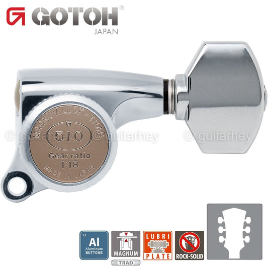 NEW Gotoh SGS510Z-A07 MGT L3+R3 Set Mini LOCKING Tuners 1:18 Ratio 3x3 - CHROME