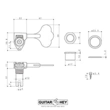 Load image into Gallery viewer, NEW Gotoh GBU510C-12 Bass 4-STRING Tuners 4-inline 11/16&quot; Clover Key - GOLD