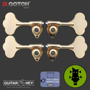 NEW Gotoh GBU510C-12 Bass 4-String L2+R2 11/16" Tuners Clover Key 2x2 - GOLD