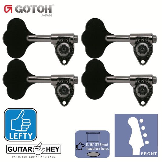 NEW Gotoh GBU510C-12 Bass Tuners 4-inline 11/16" Clover Key - LEFTY - COSMO BK