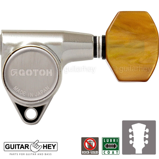 NEW Gotoh SG301-P8 L3+R3 Set Tuners w/ Small Buttons 18:1 Ratio - 3x3 - NICKEL