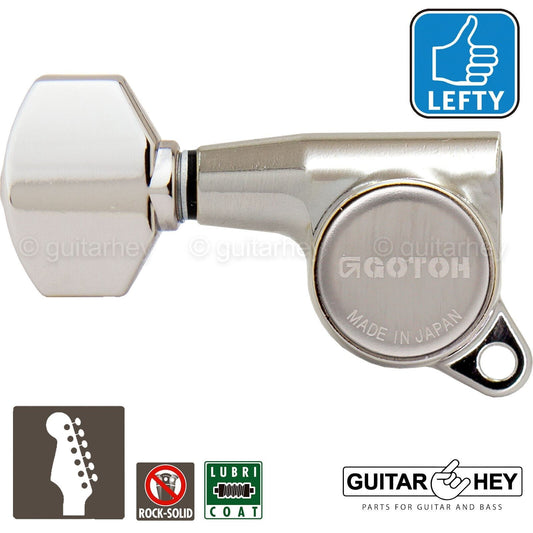 NEW Gotoh SG381-07 Guitar Tuners 6 in Line Mini Set LEFT-HANDED - NICKEL