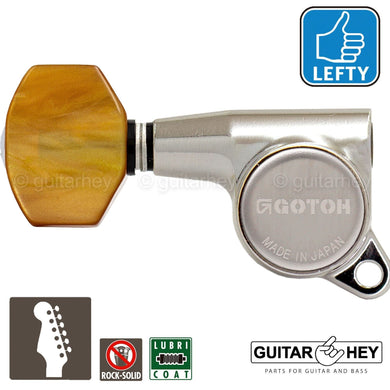 NEW Gotoh SG381-P8 Guitar Tuners 6 in Line Mini Set LEFT-HANDED - NICKEL