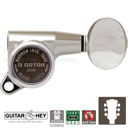 NEW Gotoh SG381-05 MGT MAGNUM LOCKING TRAD OVAL SM Buttons Keys Set 3x3 - NICKEL
