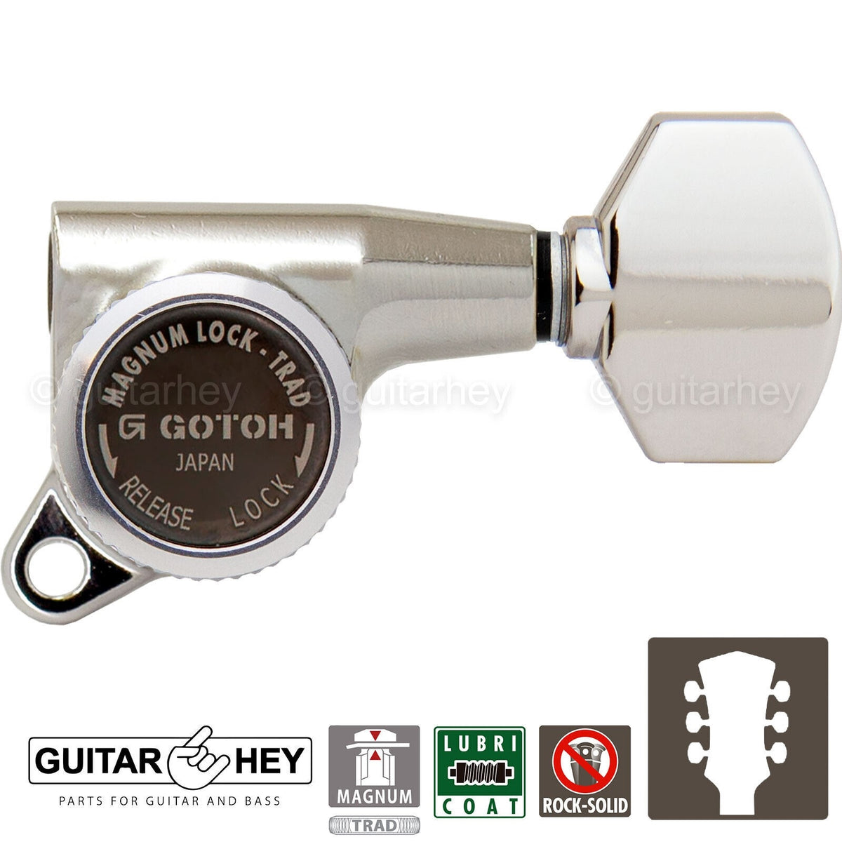 NEW Gotoh SG381-07 MGT MAGNUM LOCKING TRAD Small Buttons Keys Set 3x3 - NICKEL