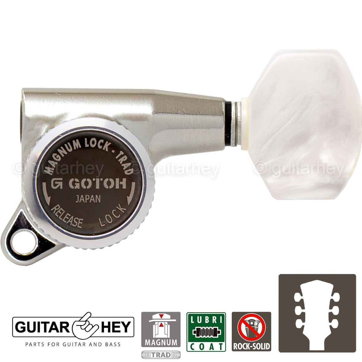 NEW Gotoh SG381-P7 MGT MAGNUM LOCKING TRAD Small Buttons Keys Set 3x3 - NICKEL