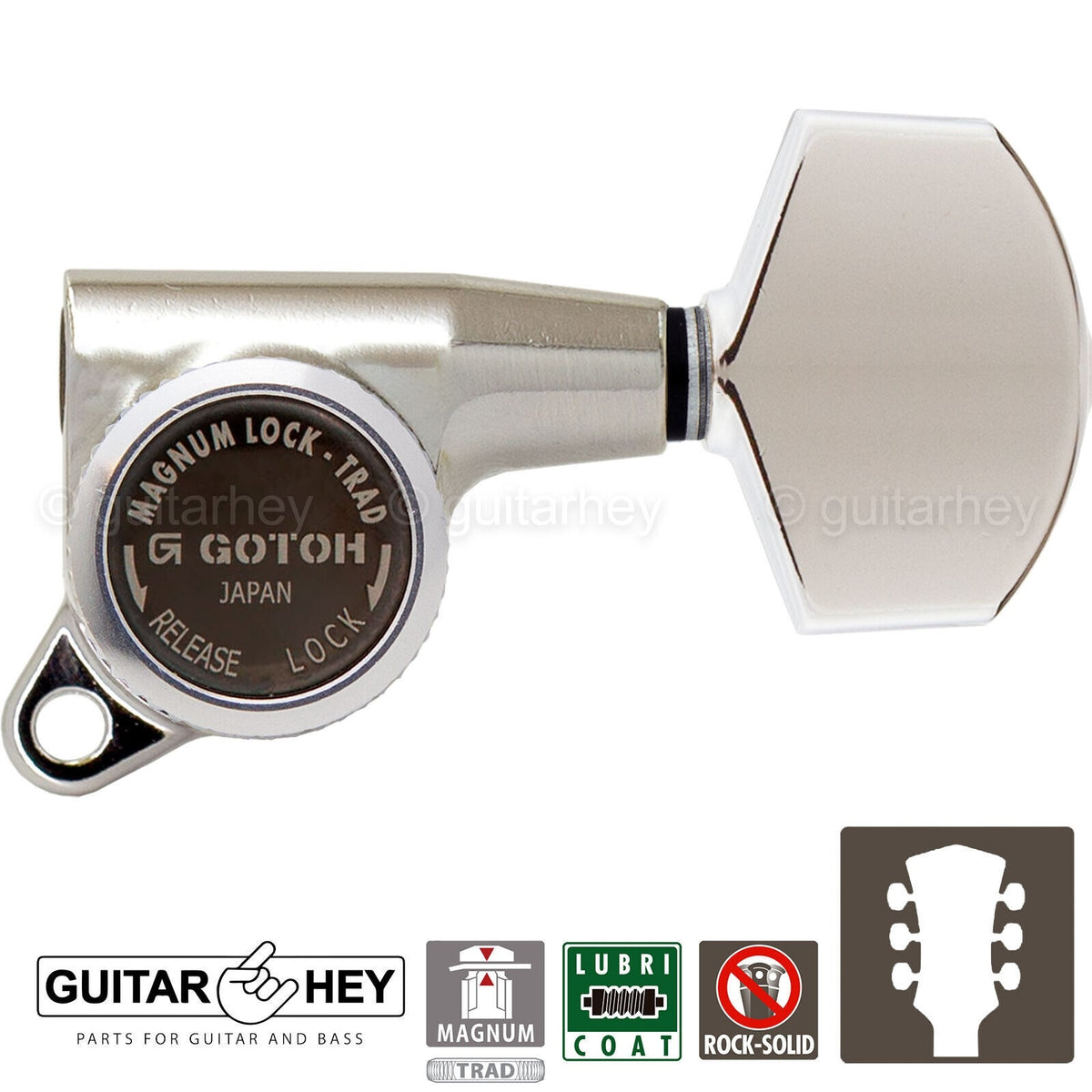NEW Gotoh SG381-01 MGT MAGNUM LOCKING TRAD Large Buttons Keys Set 3x3 - NICKEL