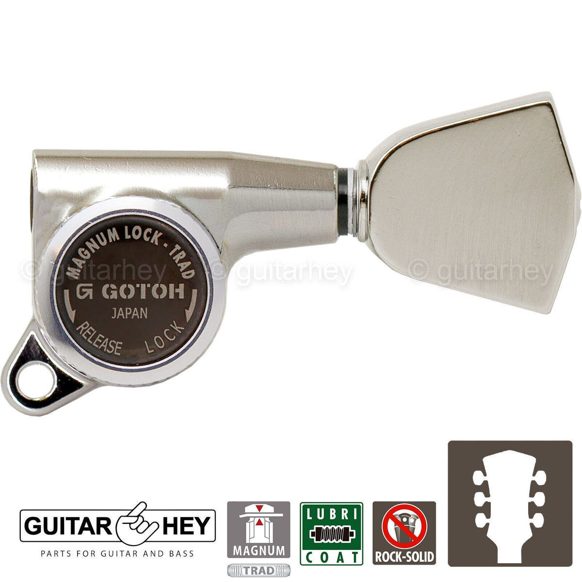 NEW Gotoh SG381-04 MGT MAGNUM LOCKING TRAD Large Buttons Keys Set 3x3 - NICKEL