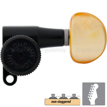 Load image into Gallery viewer, Hipshot 6-in-Line Schaller Mini M6 Style w/ AMBER Buttons Non-Staggered - BLACK