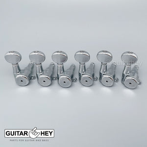 Hipshot 6-in-Line Tuners Schaller Mini Locking M6 Style STAGGERED D05 - CHROME