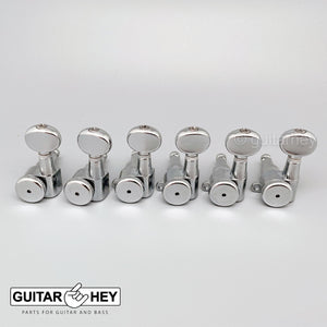 NEW Hipshot 6-in-Line LEFT-HANDED Mini Locking Non-Staggered OVAL Buttons CHROME