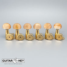 Load image into Gallery viewer, Hipshot 6-In-Line STAGGERED Closed-Gear Locking Mini Tuners SMALL AMBER - GOLD