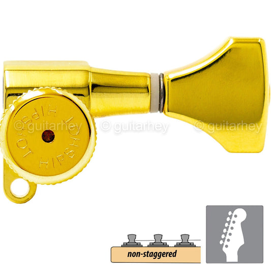 Hipshot 6-In-Line NON-Staggered Closed-Gear Locking Mini Tuners HS Button - GOLD
