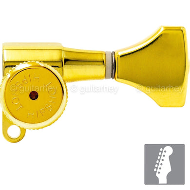 NEW Hipshot 6-In-Line STAGGERED Grip-Lock Locking Mini Tuners HS Keys - GOLD