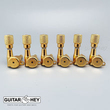 Load image into Gallery viewer, Hipshot 6-In-Line STAGGERED Closed-Gear Locking Mini Tuners Knurled Keys - GOLD