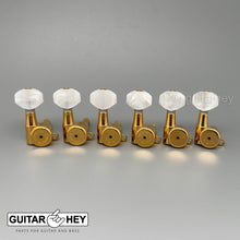 Load image into Gallery viewer, Hipshot 6-In-Line STAGGERED Closed-Gear Locking Mini Tuners PEARLOID Keys - GOLD