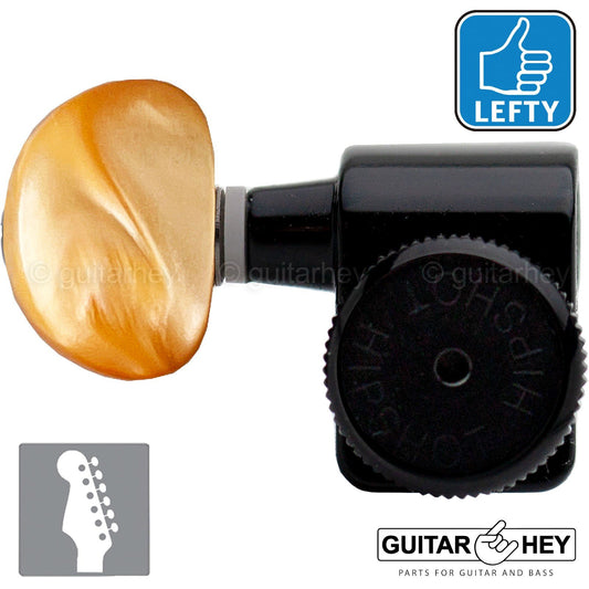 NEW Hipshot STAGGERED AMBER MOON Kit Fender® Directrofit™ LOCKING LEFTY - BLACK