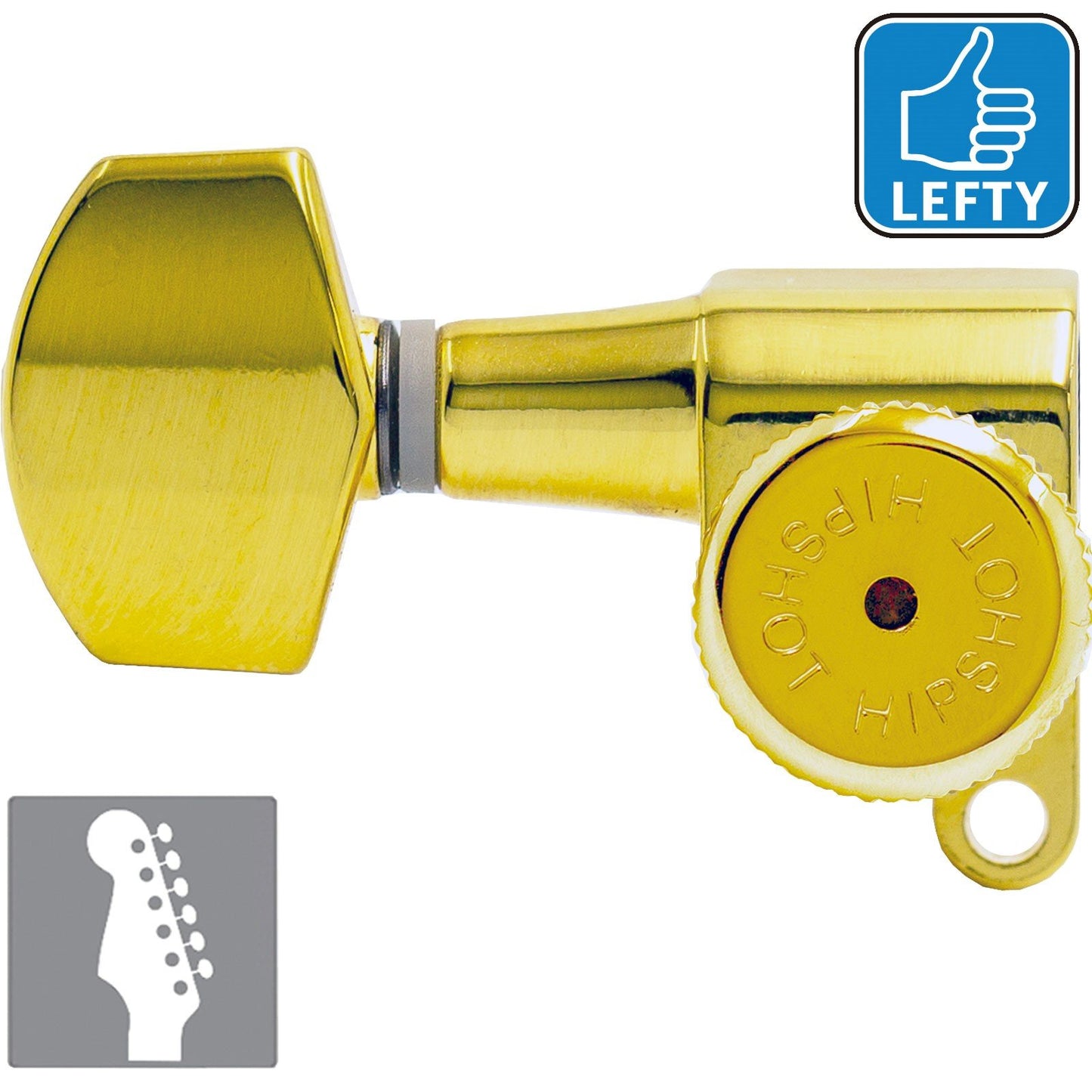 NEW Hipshot 6-In-Line STAGGERED Tuners Closed-Gear Locking LEFT HANDED - GOLD