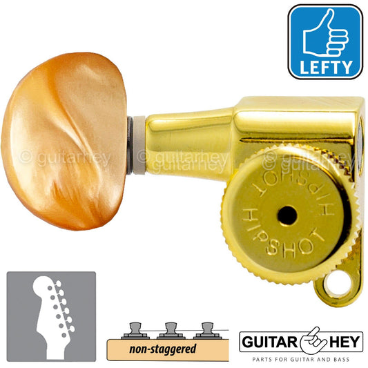 NEW Hipshot 6-In-Line Non-Staggered w/ AMBER Buttons Locking TREBLE SIDE - GOLD
