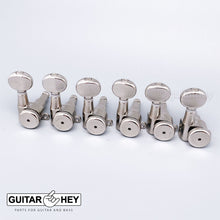 Load image into Gallery viewer, NEW Hipshot VINTAGE 6-in-Line Staggered Locking Tuners Oval Buttons - NICKEL