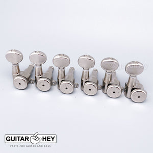 NEW Hipshot 6-in-Line LOCKING Tuners SET w/ OVAL Buttons Non-Staggered - NICKEL