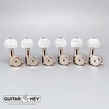 Load image into Gallery viewer, NEW Hipshot 6-in-Line LOCKING Tuners SET Non-Staggered, Half Moon Pearl - NICKEL