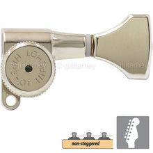 Load image into Gallery viewer, NEW Hipshot 6-in-Line LOCKING Tuners SET w/ HS Buttons Non-Staggered - NICKEL