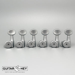 NEW Hipshot 6-in-Line TREBLE SIDE Locking Tuners STAGGERED - OVAL SATIN CHROME