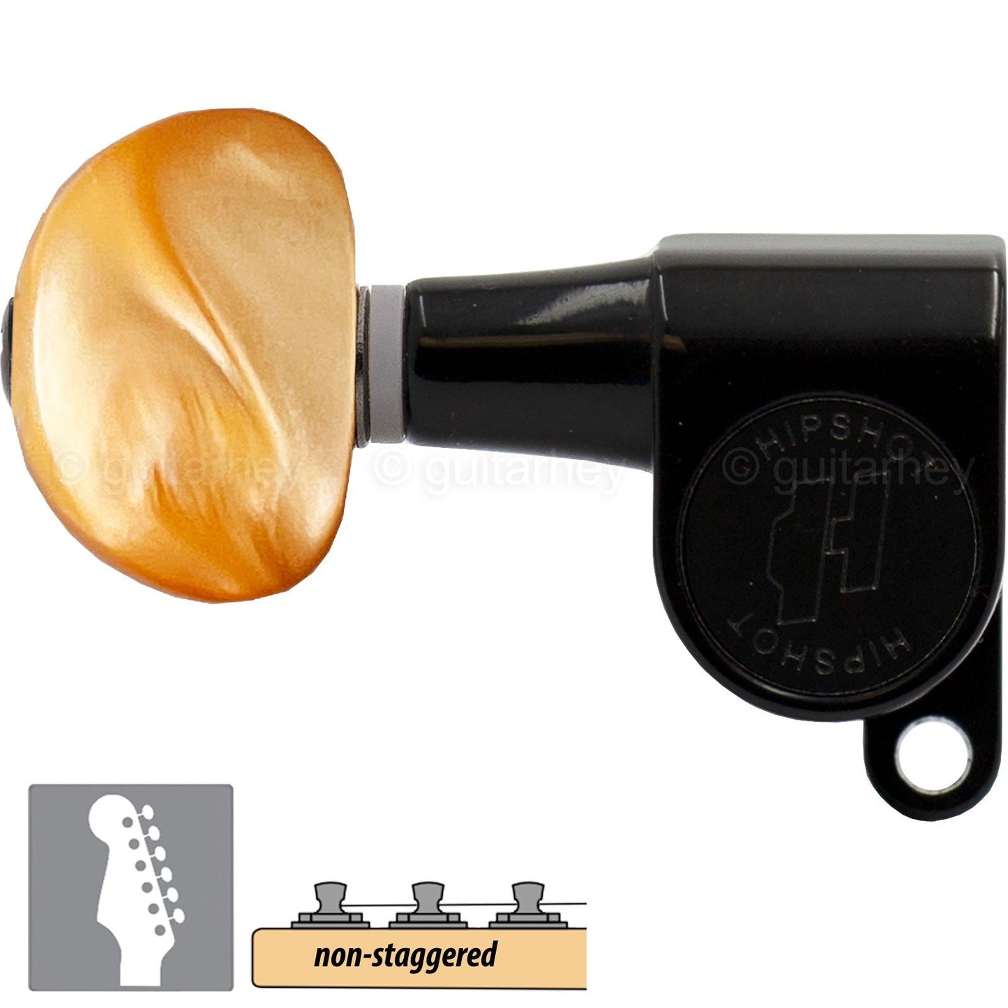 NEW Hipshot Mini 6-In-Line Non-Staggered w/ AMBER Buttons LEFT-HANDED - BLACK