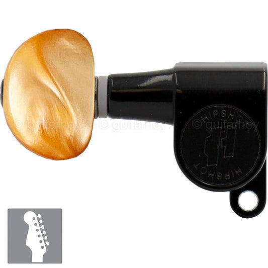 NEW Hipshot Mini 6-In-Line STAGGERED w/ AMBER Buttons LEFT-HANDED - BLACK