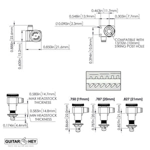 NEW Hipshot STAGGERED Tuners Fender® Directrofit™ LOCKING IND Buttons - NICKEL