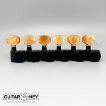 Load image into Gallery viewer, NEW Hipshot STAGGERED Tuners Fender® Directrofit™ LOCKING HEX Amber Keys - BLACK