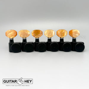 NEW Hipshot STAGGERED Tuners Fender® Directrofit™ LOCKING HEX Amber Keys - BLACK