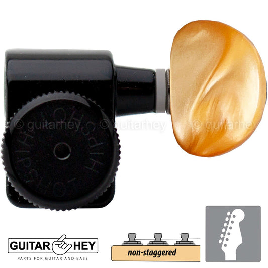 NEW Hipshot Non-Staggered Tuners Kit Fender® Directrofit™ LOCKING Amber - BLACK