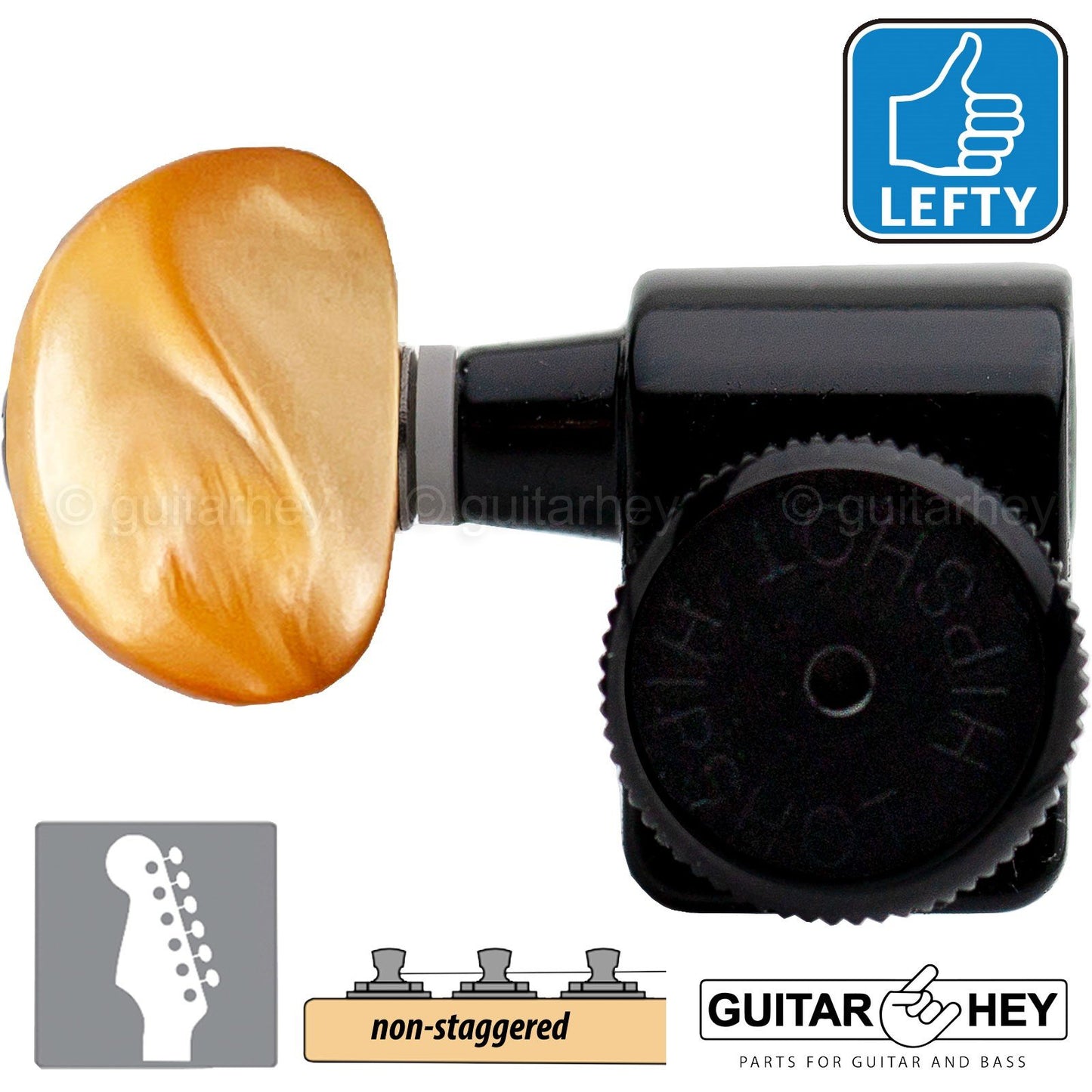 NEW Hipshot Non-Staggered AMBER Kit Fender® Directrofit™ LOCKING LEFTY - BLACK