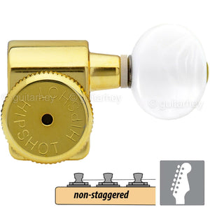 NEW Hipshot Non-Stag Tuners Kit Fender® Directrofit™ LOCKING Oval Pearl - GOLD